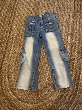 Unique Light Wash Cargo Pocket Jeans